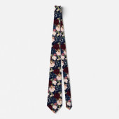 PixDezines赤面ブルゴーニュ海軍H2花 ネクタイ (正面)