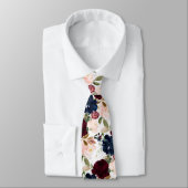 PixDezines赤面ブルゴーニュ海軍H2花 ネクタイ (タイ)