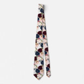 PixDezines赤面ブルゴーニュ海軍H2花 ネクタイ (正面)