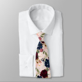 PixDezines赤面ブルゴーニュ海軍H2花 ネクタイ (タイ)