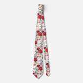 PixDezines赤面レッドウォーター色フラワーネックタイ ネクタイ (正面)