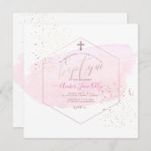 PixDezines赤面水カラー+ハニカムバプテスマ 招待状 (正面/裏面)