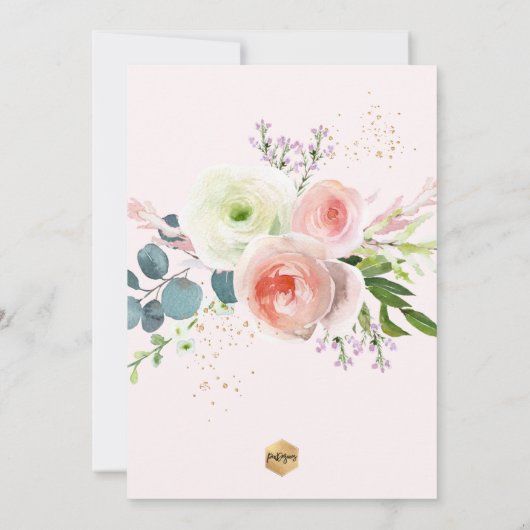 PixDezines赤面水彩牡丹《キリスト教》洗礼式や命名式 招待状 (裏面)