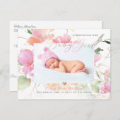 PixDezines赤面水彩花ガール誕生 ポストカード (正面/裏面)