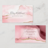 PixDezines赤面Pink Water Color Agate 名刺 (正面/裏面)