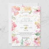 PixDezines赤面Sweetpeasウォーターカラーバルミツワー 招待状 (正面)