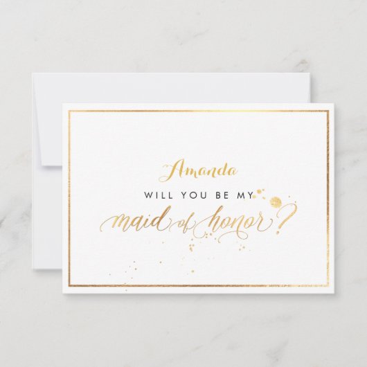 PixDezines金ゴールドがメイド・オブ・オーナー(花嫁付き添い人) 招待状 (正面)