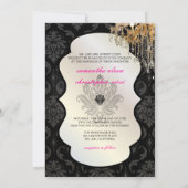 PixDezines金ゴールドシャンデリア+Vendomeダマスク/ 5x7 招待状 (裏面)