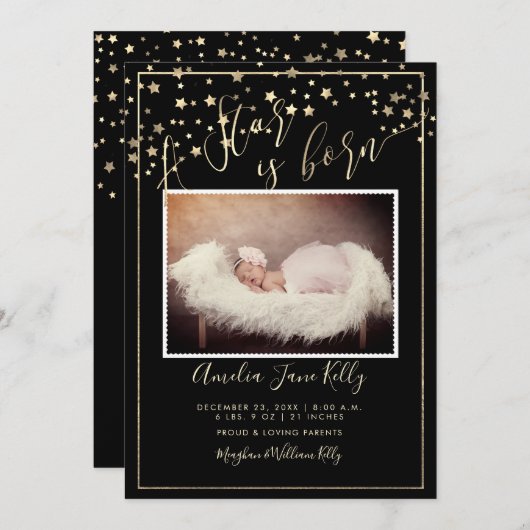 PixDezines金ゴールドスフェイクター、スター生まれ: 招待状 (正面/裏面)