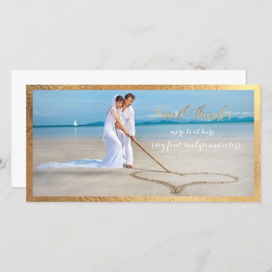 PixDezines金ゴールドス感謝していクリップ/Love/結婚s写真 サンキューカード (正面/裏面)