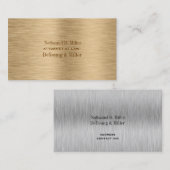 PixDezines金ゴールドトーンブラシ付きスチール/DIYフォント+カラー 名刺 (正面/裏面)