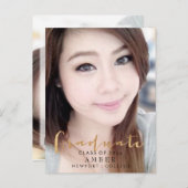 PixDezines金ゴールドフェイクおもしろいフォント/大学院写真 案内ポストカード (正面/裏面)