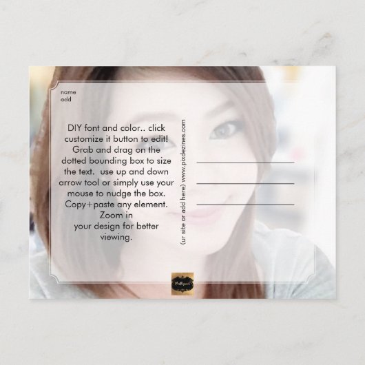 PixDezines金ゴールドフェイクおもしろいフォント/大学院写真 案内ポストカード (裏面)