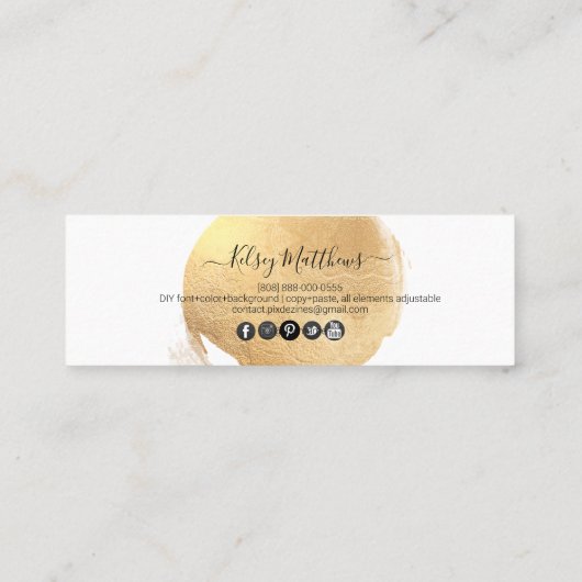 PixDezines金ゴールドフェイクコーヒー日付カード スキニー名刺 (裏面)