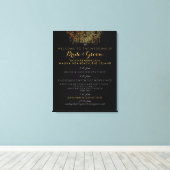 PixDezines金ゴールドフェイクシャンデリア結婚式プログラム キャンバスプリント (インサイチュ (ウッドフロア))