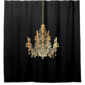 PixDezines金ゴールドフェイクシャンデリア/DIYバックグラウンド シャワーカーテン (正面)