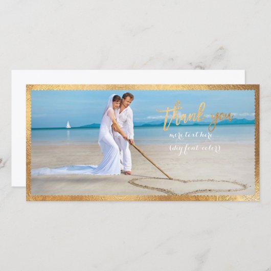 PixDezines金ゴールドフェイクスキャロプフレーム感謝してい/ユーザ サンキューカード (正面/裏面)