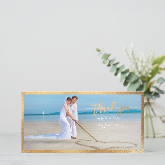 PixDezines金ゴールドフェイクスキャロプフレーム感謝してい/ユーザ サンキューカード (スタンド正面)