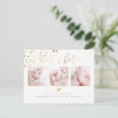 PixDezines金ゴールドフェイクスター/誕生アナウンス 案内ポストカード (スタンド正面)