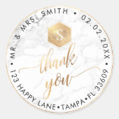 PixDezines金ゴールドフェイクハニカム、モノグラムありがとう ラウンドシール (正面)