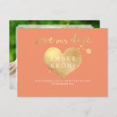 PixDezines金ゴールドフェイクハート救/日付/DIYカラー 案内ポストカード (正面/裏面)