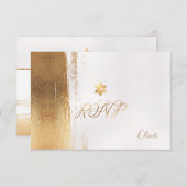 PixDezines金ゴールドフェイクブルストローク（ユダヤ教の）バル・ミツバー✡ 出欠カード (正面/裏面)