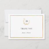 PixDezines金ゴールドフェイクリースThank You Note Card ノートカード (正面)