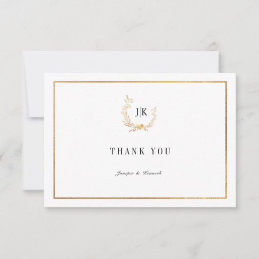 PixDezines金ゴールドフェイクリースThank You Note Card ノートカード (正面)
