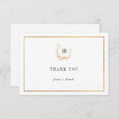 PixDezines金ゴールドフェイクリースThank You Note Card ノートカード (正面/裏面)