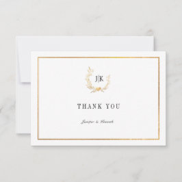 PixDezines金ゴールドフェイクリースThank You Note Card ノートカード