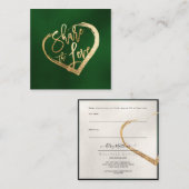 PixDezines金ゴールドフェイク共有ザラブエバーグリーン スクエア名刺 (正面/裏面)