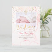 PixDezines金ゴールドフェイク紙吹雪+大理石《キリスト教》洗礼式や命名式 招待状 (スタンド正面)