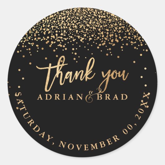 PixDezines金ゴールドフェイク紙吹雪 | DIYカラー ラウンドシール (正面)