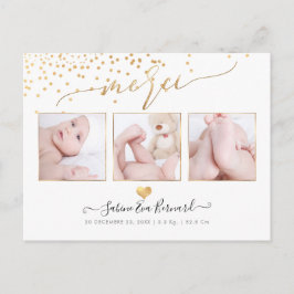 PixDezines金ゴールドフェイク紙吹雪//Remerciements ポストカード