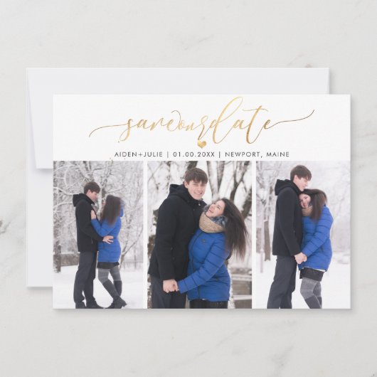 PixDezines金ゴールドブフェイクラシモダンスクリプト セーブザデート (正面)