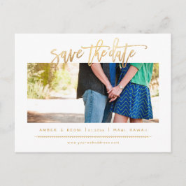 PixDezines金ゴールドブフェイクラシモダンスクリプト 案内ポストカード