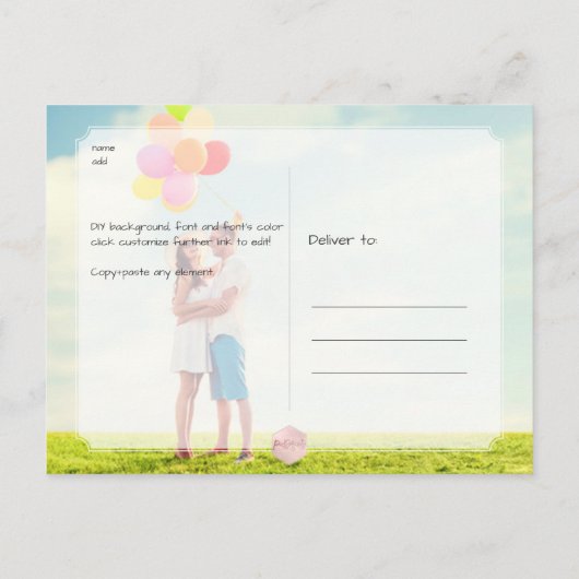 PixDezines金ゴールドブフェイクラシモダンスクリプト 案内ポストカード (裏面)