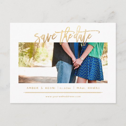 PixDezines金ゴールドブフェイクラシモダンスクリプト 案内ポストカード (正面)