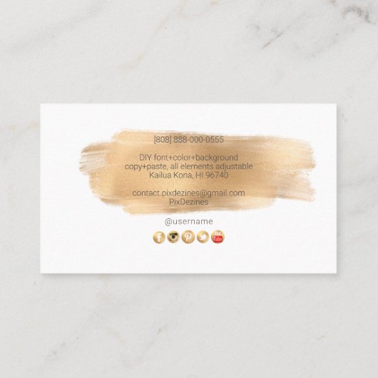 PixDezines金ゴールドムーンフェーズ 名刺 (裏面)