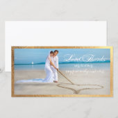 PixDezines金ゴールド感謝していフレーム結婚/You's photo サンキューカード (正面/裏面)