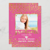 PixDezines金ゴールド紙吹雪 招待状 (正面/裏面)