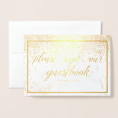 PixDezines金ゴールド紙吹雪/Please Sign..Tableシンボルや象徴 箔カード (封筒付き正面)
