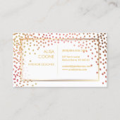 PixDezines金ゴールド+ピンクスプリンク/紙吹雪 名刺 (裏面)