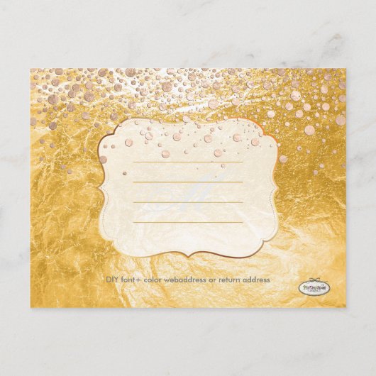 PixDezines金ゴールド/フォイルフェイク/写真は日付を保存 案内ポストカード (裏面)