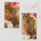 PixDezines金ゴールド+離れヴィンテージ牡丹 名刺 (正面/裏面)