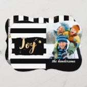 PixDezines金ゴールド/雪ストライプ片/ホリデーカード シーズンカード (正面/裏面)