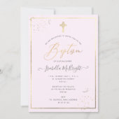 PixDezines金ゴールドDIYフェイクカラーバプティスマス 招待状 (正面)