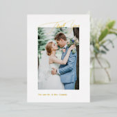 PixDezines金ゴールドLuxe Script結婚s Thank You 箔招待状 (立ち正面)