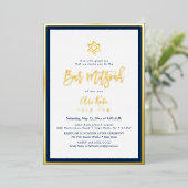 PixDezines金ゴールドModernScript(ユダヤ教の)バル・ミツバーDIYBackgr 箔招待状 (立ち正面)