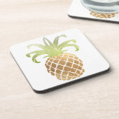 PixDezines金ゴールドPineapple/DIYの背景 コースター (左側)